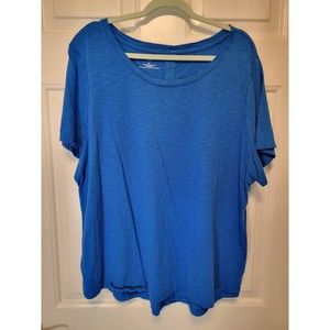 Talbots 3X Royal Blue Button Detail Tee